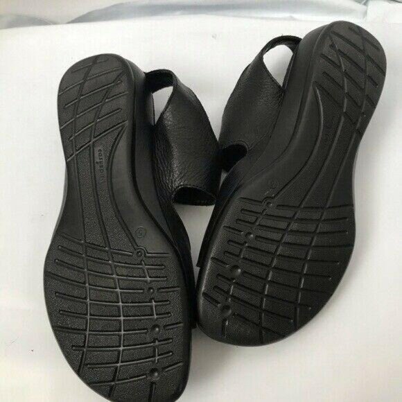 Easy Spirit Womens Black Leather Sandals Adjustable Straps Comfortable Flat 5m - Picture 5 of 6